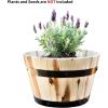imageThirteen Chefs Villa Acacia Round Wooden Farmhouse Planter 11 Inch Plant and Flower Pot for Outdoor Gardens