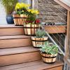 imageThirteen Chefs Villa Acacia Round Wooden Farmhouse Planter 11 Inch Plant and Flower Pot for Outdoor Gardens