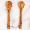 imageTramanto Olive Wood Salad Server Set  12 Inch Wooden Tongs  Rustic French Style