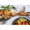 imageTramanto Olive Wood Salad Server Set  12 Inch Wooden Tongs  Rustic French Style