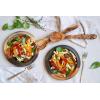 imageTramanto Olive Wood Salad Server Set  12 Inch Wooden Tongs  Rustic French Style