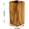 imageTramanto Olive Wood Utensil Holder  Compact 3 x 3 Inch Square Wooden Crock for Kitchen Tools and Cooking 6 Inch Tall