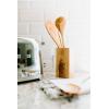 imageTramanto Olive Wood Utensil Holder  Compact 3 x 3 Inch Square Wooden Crock for Kitchen Tools and Cooking 6 Inch Tall