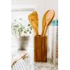 imageTramanto Olive Wood Utensil Holder  Compact 3 x 3 Inch Square Wooden Crock for Kitchen Tools and Cooking 6 Inch Tall