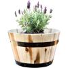imageThirteen Chefs Villa Acacia Round Wooden Farmhouse Planter 11 Inch Plant and Flower Pot for Outdoor Gardens