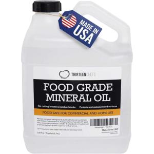 imageThirteen Chefs Mineral Oil  128oz Food Grade Conditioner for Wood Cutting Board Countertop ampamp Butcher Block Lubricant for Knife or Meat Grinder  Safe USP Finish on Marble Soapstone128 Fl Oz