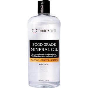 imageThirteen Chefs Mineral Oil  128oz Food Grade Conditioner for Wood Cutting Board Countertop ampamp Butcher Block Lubricant for Knife or Meat Grinder  Safe USP Finish on Marble Soapstone12 Fl Oz