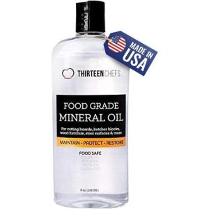 imageThirteen Chefs Mineral Oil  128oz Food Grade Conditioner for Wood Cutting Board Countertop ampamp Butcher Block Lubricant for Knife or Meat Grinder  Safe USP Finish on Marble Soapstone8 Fl Oz