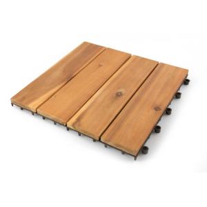 imageThirteen Chefs Villa Acacia Wood Interlocking Deck Tiles for Outdoor Patio and Floors 12 x 12 Pack of 1 4 Panels