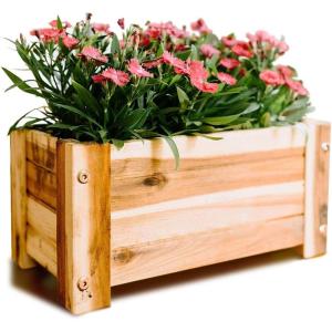imageThirteen Chefs Villa Acacia Wooden Planter Box  13 Inch Rectangular Wood Planter for Garden Patio Window Home Decor  Acacia Wood Plant Stand for Indoor or Outdoor Gardening