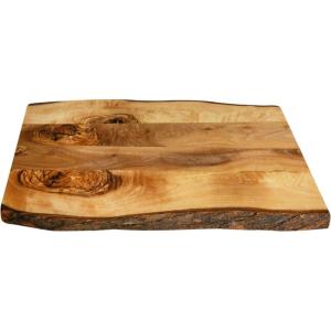 imageTramanto Farmhouse Wooden Serving Board with Bark Rustic Olive Wood Platter 15 x 10 Inch