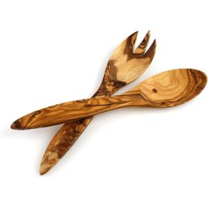 imageTramanto Olive Wooden Salad Server Set 12 inch Long Wood Pair  Tuscan Design