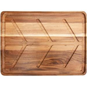 imageVilla Acacia Wood Carving Board 24 x 18 Inch with Juice Grooves and Drip Channel for Roasts BBQ and Grilling  Extra Large Thick Wooden Cutting Board24L x 18W