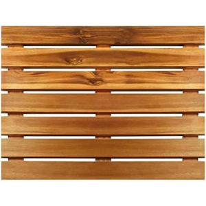 imageVilla Acacia Wooden Bath Mats 23 x 23 Inch Acacia Wood Indoor or Outdoor Shower Mats  Slated Platform Wood Shower Mat for Floor23 x 23