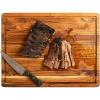 imageTerra Teak Extra Large 24 x 18 Inch Wooden Cutting Board with Juice Groove Solid Brazilian Teak Wood 15 Inch Thick