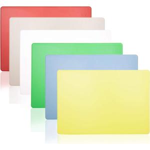 imageCommercial Cutting Board 6 Color Set  20 x 15 x 05 Inch Multi Color HACCP Pack  White Red Green Blue Yellow and Brown for Cross Contamination and Food Safety