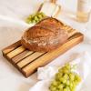 imageVilla Acacia Wood Bread Board  12 x 7 in Handcrafted Wooden Cutting Board Slicer Tray with Handle Medium12L x 7W