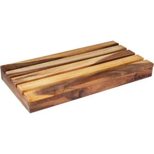 imageVilla Acacia Wood Bread Board  12 x 7 in Handcrafted Wooden Cutting Board Slicer Tray with Handle Medium12L x 7W