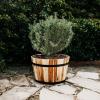 imageLarge Round Planter 18 Inch Whisky Barrel Wooden Planter Pot for Outdoors