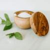 imageTramanto Olive Wood Salt Pot  Rustic Wooden Cellar and Pinch for Salts with Lid  35 Inch Wide