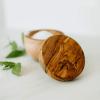 imageTramanto Olive Wood Salt Pot  Rustic Wooden Cellar and Pinch for Salts with Lid  35 Inch Wide