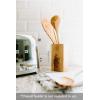 imageTramanto Olive Wood Round Spoon Beautiful HandCarved For Mixing Stirring and Serving 12 inches5 Piece Set