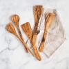 imageTramanto Olive Wood Round Spoon Beautiful HandCarved For Mixing Stirring and Serving 12 inches5 Piece Set