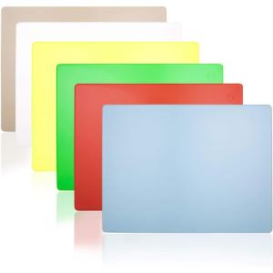 image:imageThirteen Chefs Color Coded Cutting Board Set of 618 x 12 x 05 Inch HDPE Plastic  White Red Green Blue Yellow Brown for Food Service