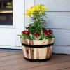 image:imageVilla Acacia Medium Whiskey Barrel Planters Round Wood Planters Set of Two 16 and 13 Inch Diameter