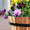 image:imageVilla Acacia Medium Whiskey Barrel Planters Round Wood Planters Set of Two 16 and 13 Inch Diameter