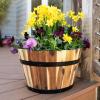 image:imageVilla Acacia Medium Whiskey Barrel Planters Round Wood Planters Set of Two 16 and 13 Inch Diameter