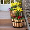 image:imageVilla Acacia Medium Whiskey Barrel Planters Round Wood Planters Set of Two 16 and 13 Inch Diameter