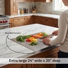 image:imageThirteen Chefs 24 x 20 Stainless Steel Extra Large Cutting Board with Counter Lip  Dough Pastry Vegetables and Meat  Commercial Grade and Food Safe for Kitchens